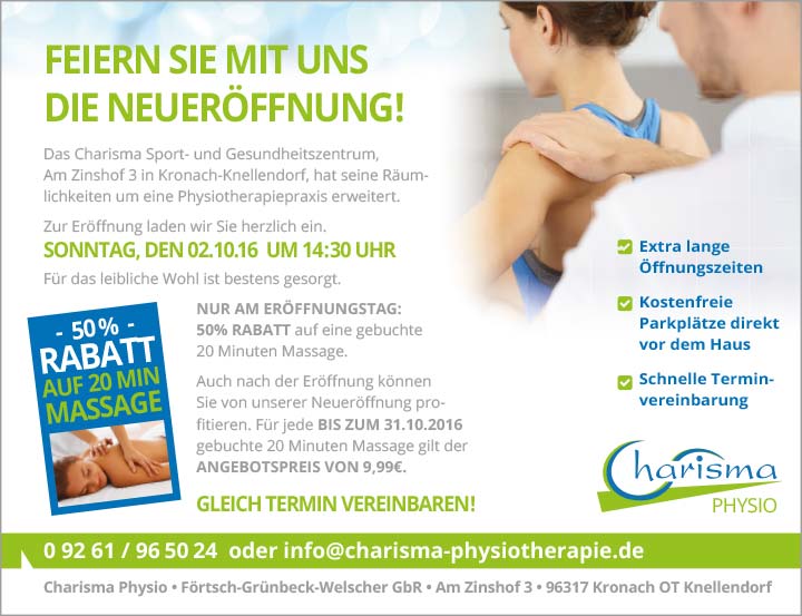 Physiotherapie Bereich Charisma Sport Und Gesundheitszentrum Aus Kronach In Oberfranken Frankenwald